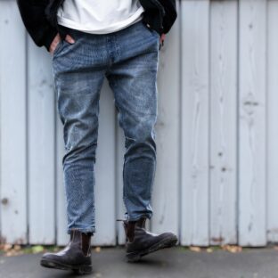 裏起毛ストレッチ デニム9分丈パンツ