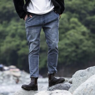 裏起毛ストレッチ デニム9分丈パンツ