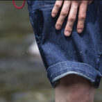 撥水デニム　バッグ　ショーツ