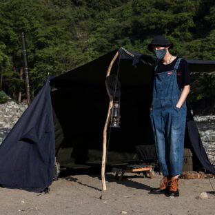 ストレッチ デニム オーバーオール(BIGシルエット）