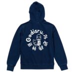 インディゴ　パーカー　バックプリント