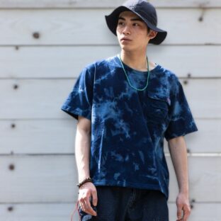 インディゴ タイダイ ビッグTEE　 BIG SILHOUETTE POKE TEE　