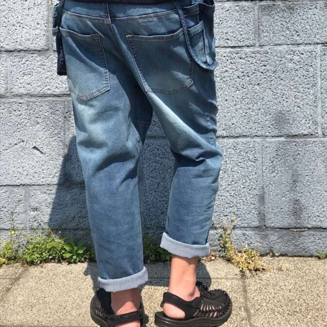 撥水デニム　エプロンパンツ　後