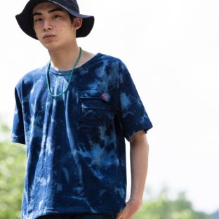 インディゴ タイダイ ビッグTEE  BIG SILHOUETTE POKE TEE