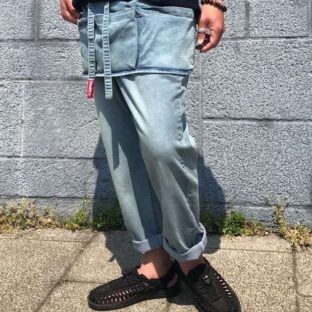 撥水エプロンキャンプデニムパンツ