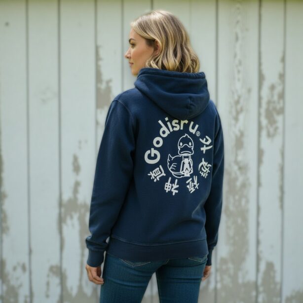 インディゴ　フルジップパーカー　外遊極神道プリント