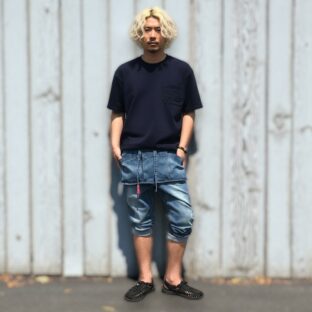 撥水エプロンキャンプデニムパンツ