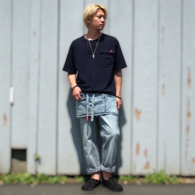 Godisru　エプロン付きデニムパンツ
