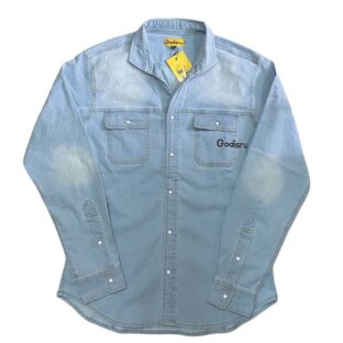 長袖デニム開襟シャツ(シンプルVer)