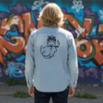 Godisru　デニムプリントシャツ