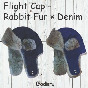 リアルラビットファー × デニム フライトキャップ／4WAY仕様（M/L）冬の防寒＆ストリートスタイルに
