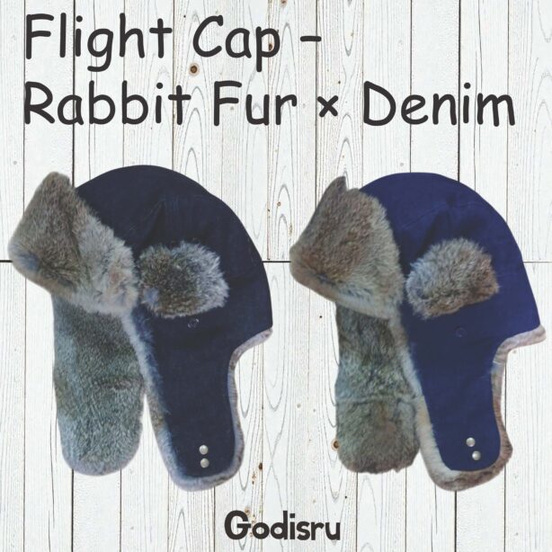 リアルラビットファー × デニム フライトキャップ／4WAY仕様（M/L）冬の防寒＆ストリートスタイルに