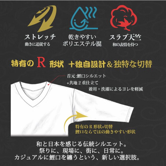 鯉口Tシャツ　鯉口シャツ　無地T　Godisru