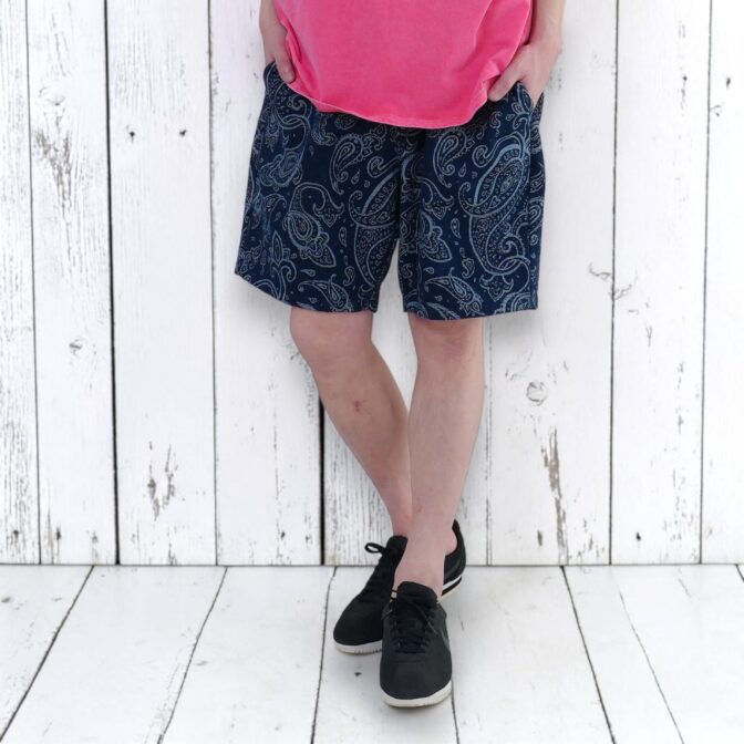 デニムジャガードショーツ　ペイズリー　JQD　Godisru