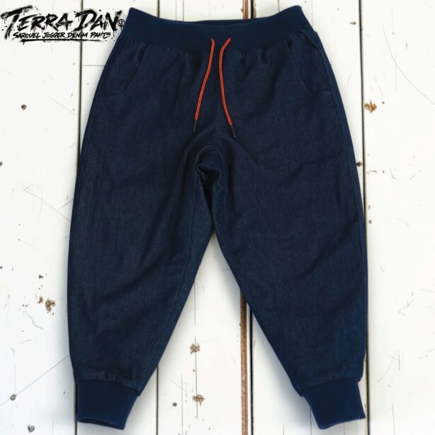 テラ暖® サルエルジョガーデニムパンツ｜無地 BLACK / NAVY